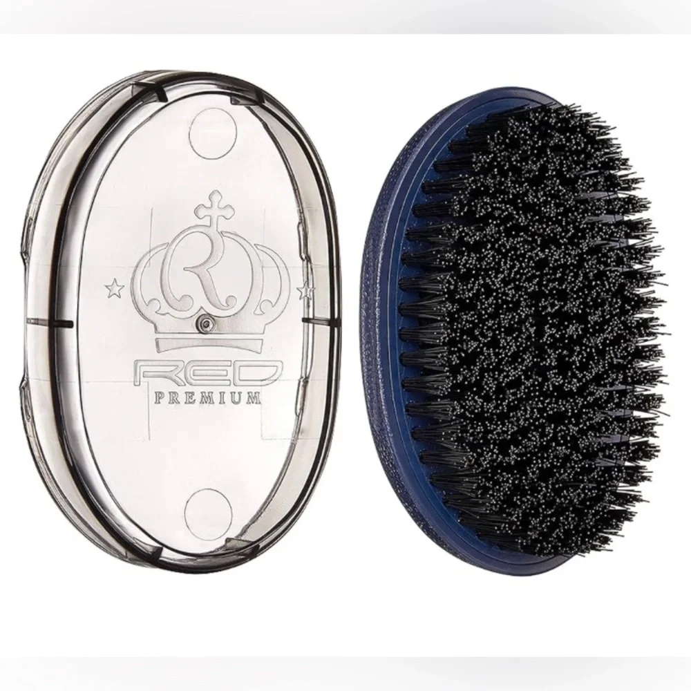 NEW - Red Premium Pocket Wave Bow Wow Curved Palm Brush Hard Bristles (Sealed)
